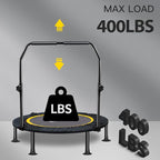 CLORIS 40in Folding Trampoline Mini Trampoline Rebounder Trampoline for Adults Fitness Trampoline with Adjustable Foam Handle, with safty Padded Cover Best Gift for Kids/Adult