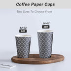 Lamosi Coffee Cups 16 oz 180 Pack, Disposable Coffee Cups, Disposable Cup,16 oz Hot Cup, Paper Insulated Cup for Cold Hot Drinks (No Lids)