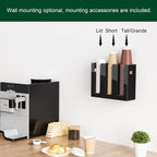 Disposable Coffee Cup Dispenser with Handles, Countertop or Wall Mount Hot/Cold Drink Cup and Lid Holder - Bathroom/Kitchen/Office Acrylic Cup Lid Storage Organizer (3 Compartments, Black)