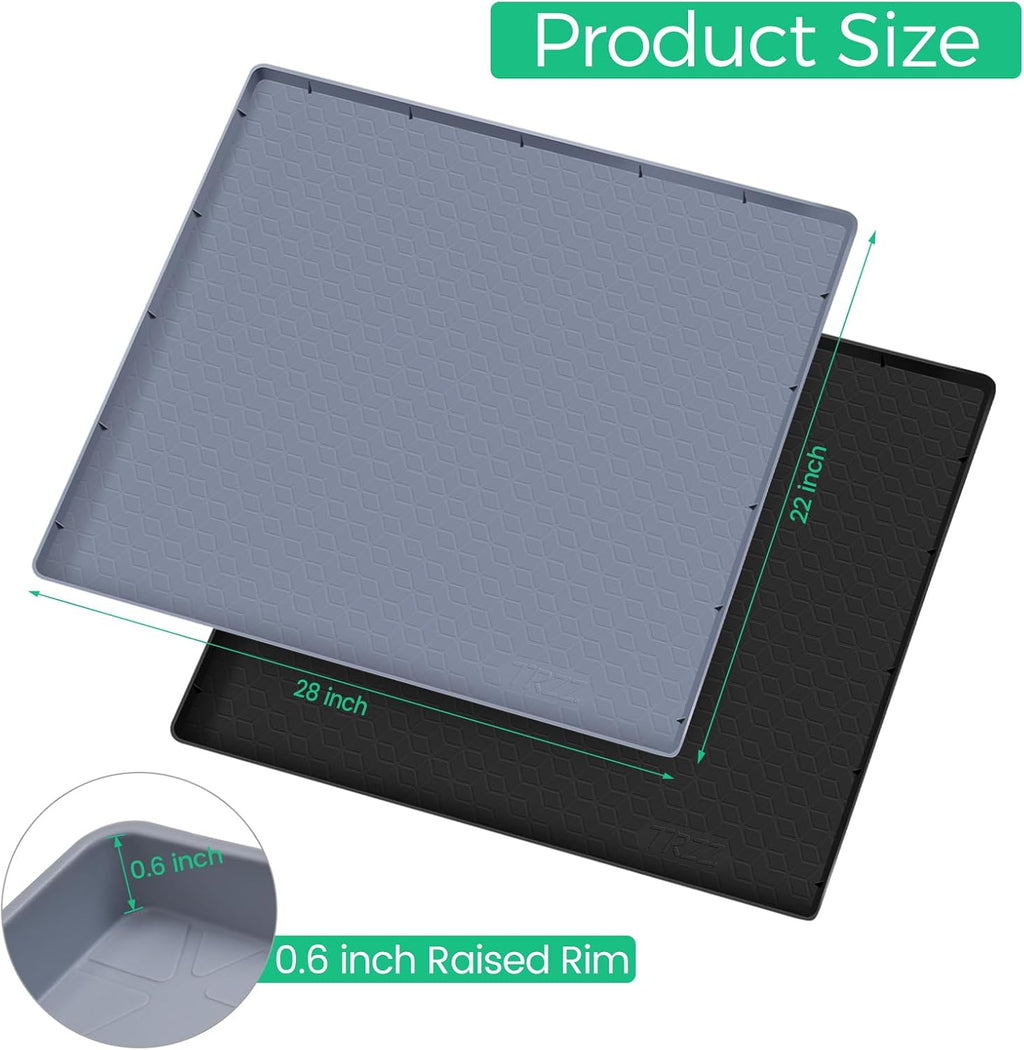 TRZZ Silicone Waterproof Under Sink Mat 28" x 22", Drip Tray and Cabinet Liner for Kitchen and Bathroom, Prevents Water Damage and Organizes Cabinets (Grey)