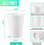 JOLLY PARTY 300 Pack 12 oz Disposable Paper Coffee Cup, Hot/Cold Beverage Drinking Cups for Water, White Paper Hot Coffee Cups