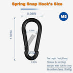 Small Carabiner Clip,15Pcs 2Inch Black Carabiners Clips M5 Alloy Steel Spring Snap Hook,Locking Carribenares for Climbing Hiking Camping Fishing