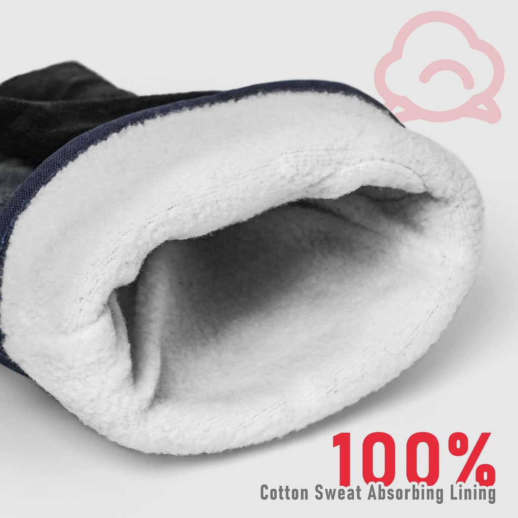 YESWELDER Leather Work Gloves for Men or Women，Suitable for welding | gardening |construction etc. Cowhide leather with cotton lining, wrist closure, grippy and durable.Reinforced palm,Black-gray M