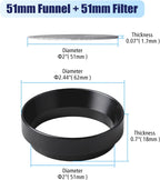 51mm Espresso Dosing Funnel and Puck Screen Set, Espresso Coffee Dosing Ring & 1.7mm 316 Stainless Steel Espresso Portafilter for Coffee Portafilter Filter Basket
