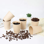 100 Count 12 oz Plant Fiber Disposable Light Brown Paper Coffee Cups, Perfect for Hot Drink, Hot Coffee, Hot Cocoa, Hot Tea, 12oz Water cups