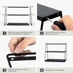 PUERSI Coffee Mug Holder, Metal Mug Display Rack for Countertop, 3 Tier Mug Shelf, Coffee Station Accessories Organizer for Kitchen, Office, Home - Black