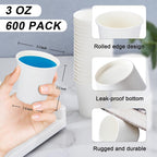600 Pack 3 oz Paper Cups, Disposable Bathroom Cups, Small Mouthwash Cups, White Paper Cups, Hot/Cold Beverage Drinking Cup for Bathroom, Home, Party, Office, Picnic, Travel and Events