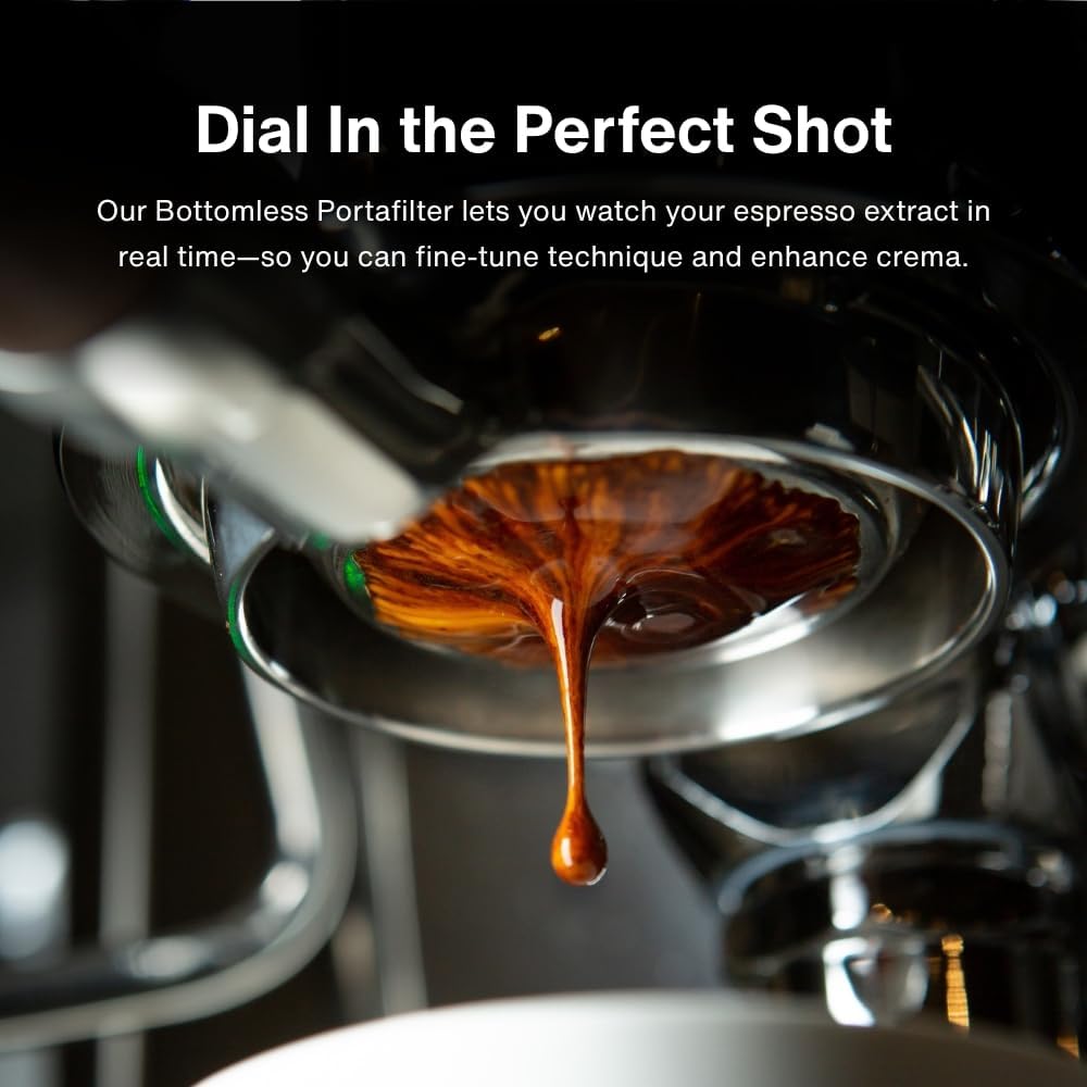 Crema Coffee Products 54mm Bottomless Naked Portafilter | Compatible with 54mm Breville Machines | Includes Double Shot Filter Basket | White