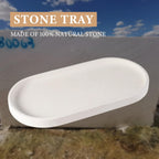 Koville Creamy White Marble Tray for Bathroom, 12"x6" Natural Luxury Marble Vanity Tray for Home Decor Countertop, Stone Oval Trays for Perfume & Jewelry Organizer, Stone Storage Trays
