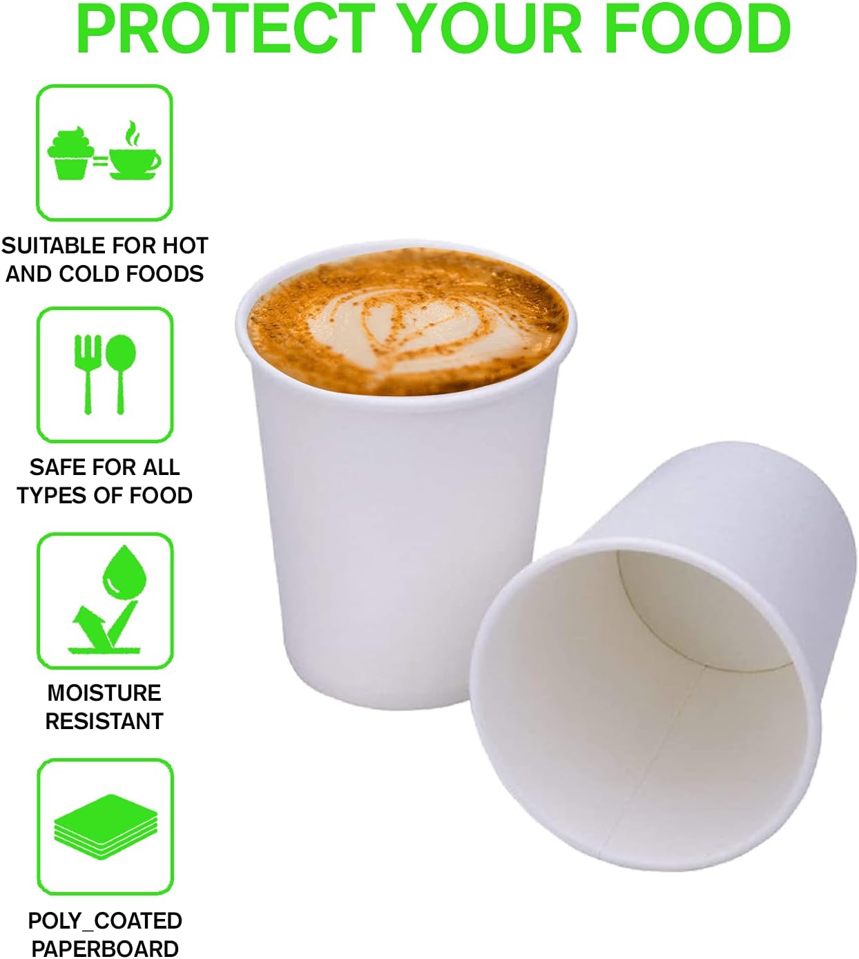 Smygoods White Disposable Paper Coffee Cups with Lids (10 OZ, 25 Count) For Hot Beverages, Tea, Espresso, Cocoa - To Go Drink Containers, Café & Office