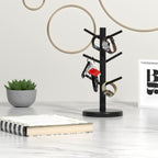 Dorhors Mug Holder Tree,Coffee Cup Holder with 6 Hooks, Wood Mug Rack for Counter,Coffee Bar Accessories and Orgnizer Station,Black