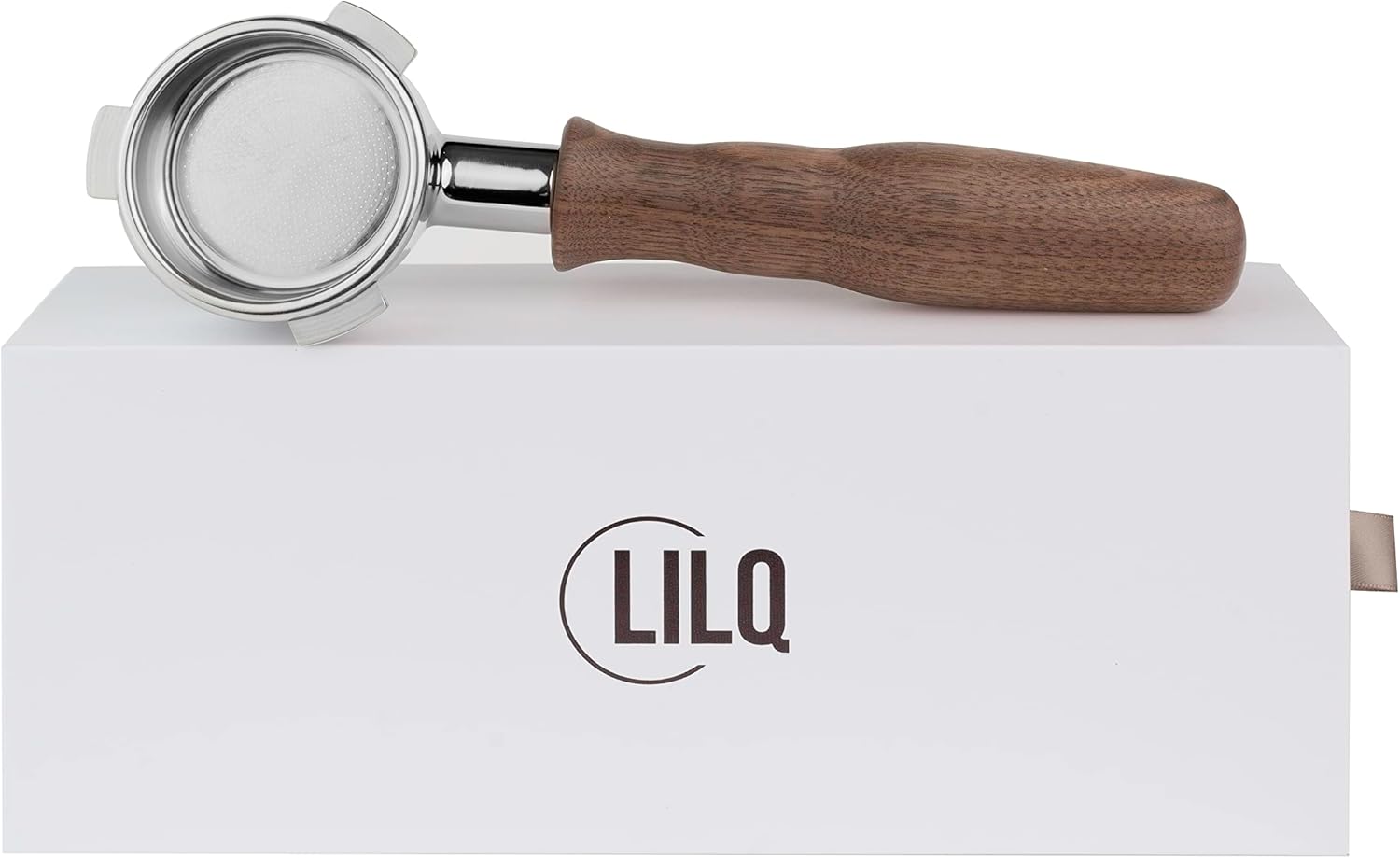 LILQ 54mm Spouted Portafilter Compatible with Breville Barista Express, Barista Pro, Bambino, and More – 18-20g basket included (Walnut, Double Spouts)