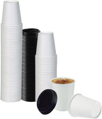 Smygoods White Original Disposable Paper Coffee Cups with Lids (12 OZ, 25 Count) For Hot Beverages, Tea, Espresso, Cocoa - To Go Drink Containers, Café & Office