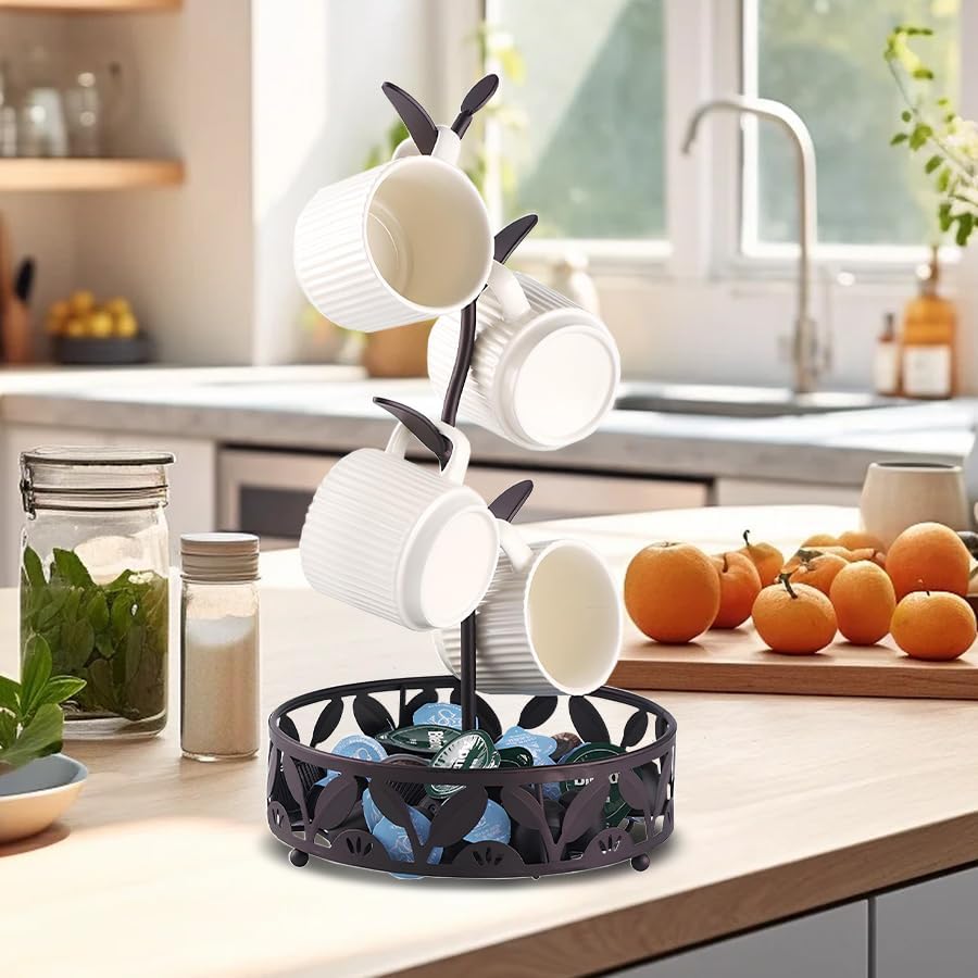 Simcat Mug Holder, Coffee Mugs/Tea Cup Storage Rack Stand, Countertop Mug Tree,Upgraded Stable Mug Stand for Kitchen Counter Cabinet Cafe Black Brow