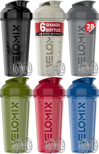'-6 PACK- Shaker Cups for Protein Shakes 28 oz - 6x Wire Whisk | Leak Proof Protein Shaker Bottle for Protein Shakes, Shaker Bottle Pack for Pre & Post Workout (Stealth Edition)