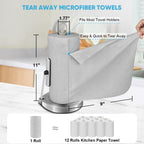 AIDEA Microfiber Cleaning Cloth Roll, Shop Towels 55 Sheets, Grey Microfiber Towels for Cars, Washable Shop Rags Reusable Paper Towel for Automotive, Workshop, House, Kitchen, Cleaning Supplies11×9"