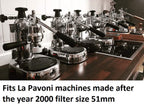 Bottomless Portafilter Lusso for La Pavoni Europiccola Professional Stradivari Lusso Lever Espresso Machine with 2 Cup filter Basket Included