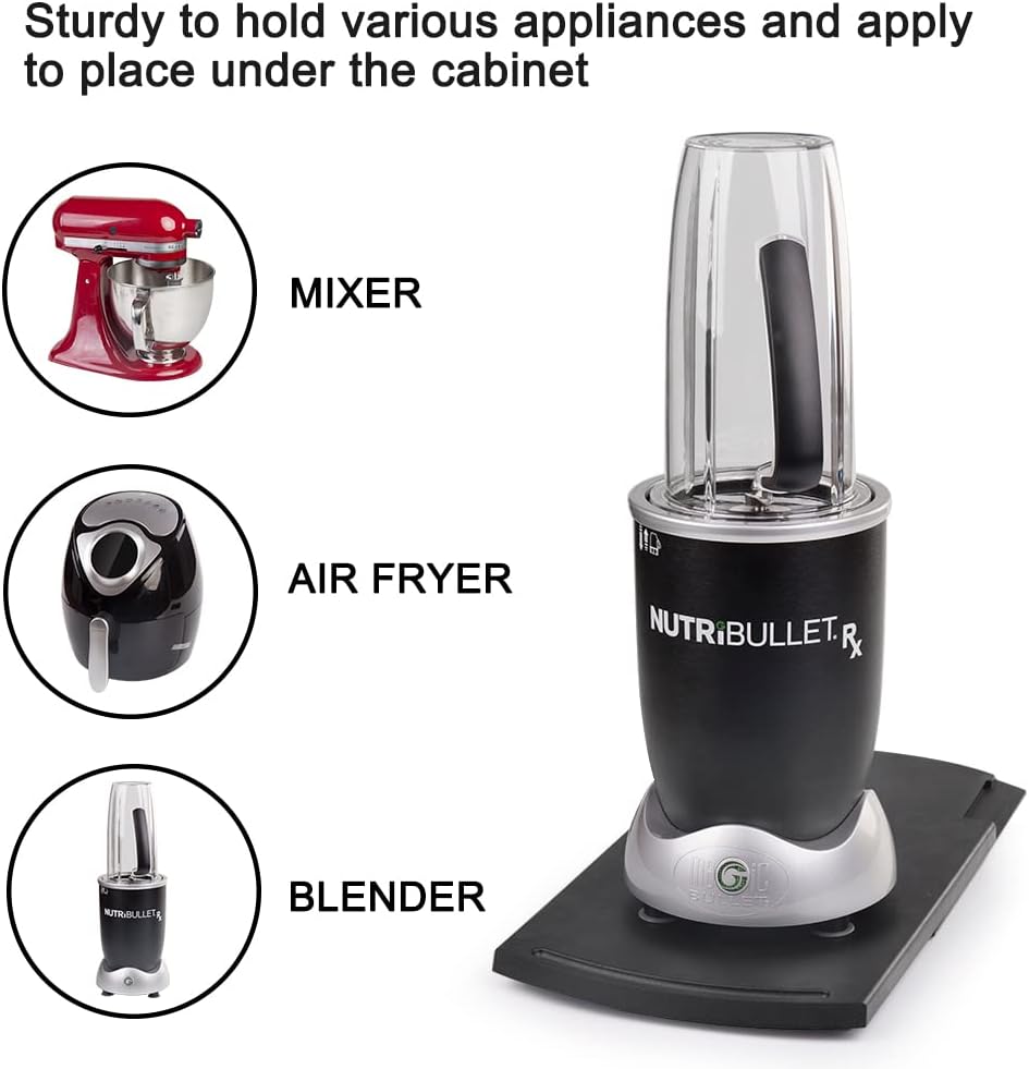 Bruvoalon Kitchen Appliance Sliding Tray, Slider for Coffee Pot, Coffee Maker, Toaster, KitchenAid Mixer, Blenders and Air Fryer, Coutertop with Rolling Wheels (1 Pack)