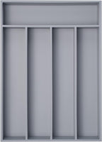 Bamboo Silverware Holder - Drawer Organizer with 5 Slots (Gray)