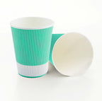 Restaurantware 12 Ounce Ripple Wall Disposable Coffee Cups, 500 Insulated Midnight Light Green Paper Tumblers with Rolled Rim Design, Lids Sold Separately for Hot Drinks like Tea, Hot Chocolate