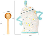 Canister With Attitude - Attitude Jar, Ceramic Airtight Food Storage Container with Spoon for Tea, Coffee, Sugar, Flour, Cute Kitchen Decor (Colorful)