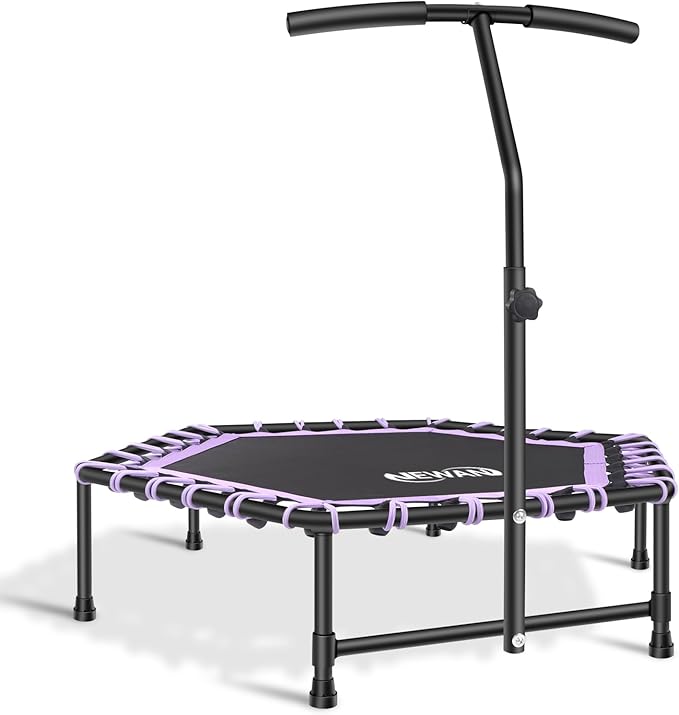 Newan 45'' Fitness Trampoline with Adjustable Handle Bar, Silent Trampoline Bungee Rebounder Jumping Cardio Trainer Workout for Adults - Mini Trampoline Max Limit 330 lbs