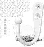 25PCS Wall Hooks | Hooks for Hanging | Wall Hooks for Hanging | Coat Hooks | Hooks for Hanging Heavy Duty | Wall Hangers with 50 Pieces Screws（White）