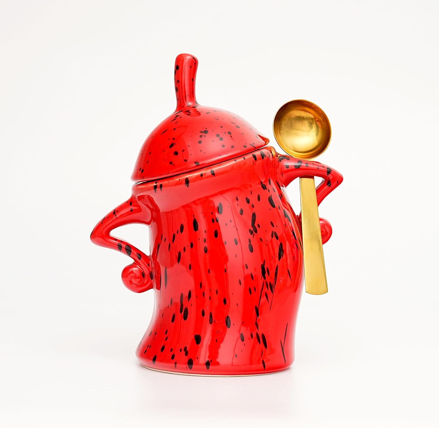 Canister With Attitude,Large Capacity Cute Sassy Storage Canister,Interesting food jars, stylish airtight large ceramic lids, coffee, tea, sugar and spice storage jars with spoons (Red)