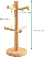 2 Pieces Mug Holder Tree,Coffee Cup Holder with 6 Hooks, Wood Mug Rack for Counter,Coffee Bar Accessories and Orgnizer Station