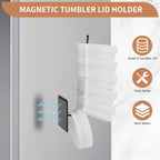 Magnetic Stanley Cup Holder for Refrigerator, 2 Pack Tumbler Organizer with Lid Rack, Water Bottle Organizer for Stanley 40oz, Stanley Cup Accessories for Kitchen