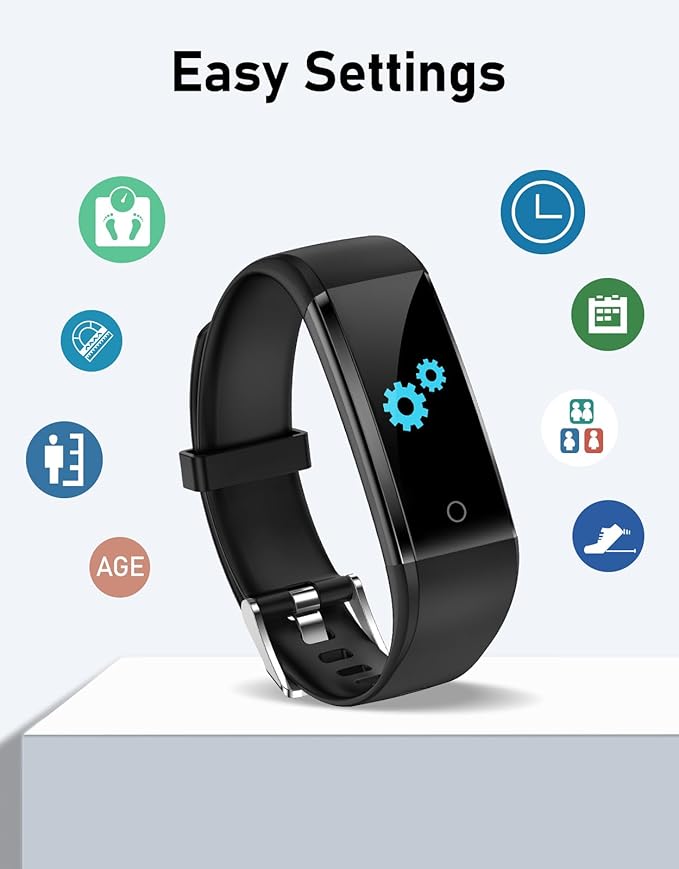 GRV No Bluetooth Pedometer Watch Fitness Tracker No Phone Needed, Step Counter Calories/Sleep Tracker for Walking Running for Men Women Waterproof (Black)