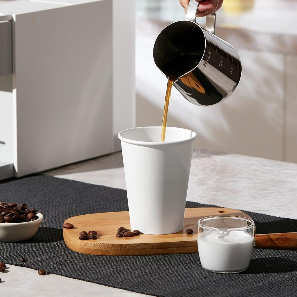 JOLLY PARTY 300 Pack 12 oz Disposable Paper Coffee Cup, Hot/Cold Beverage Drinking Cups for Water, White Paper Hot Coffee Cups