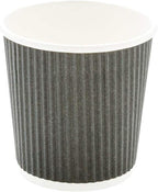 Restaurantware 4 Ounce Ripple Wall Disposable Coffee Cups, 500 Insulated Gray Paper Tumblers with Rolled Rim Design, Lids Sold Separately for Hot Drinks like Tea, Hot Chocolate and More