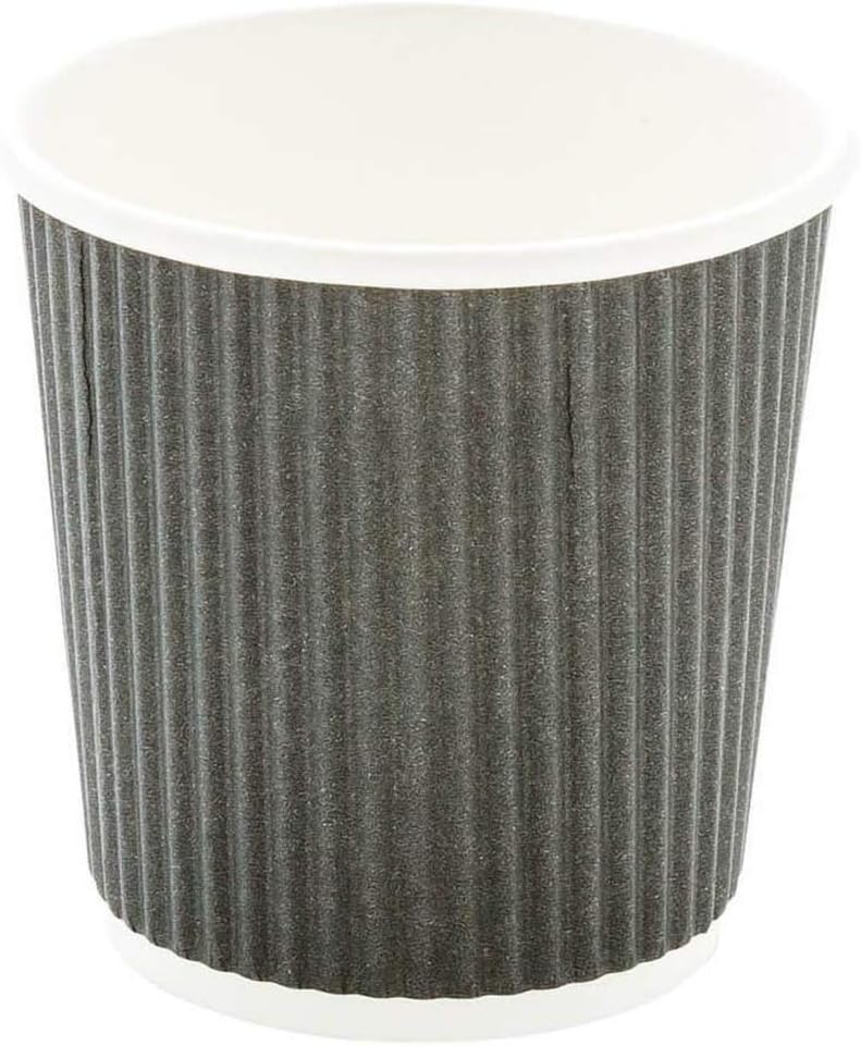 Restaurantware 4 Ounce Ripple Wall Disposable Coffee Cups, 500 Insulated Gray Paper Tumblers with Rolled Rim Design, Lids Sold Separately for Hot Drinks like Tea, Hot Chocolate and More
