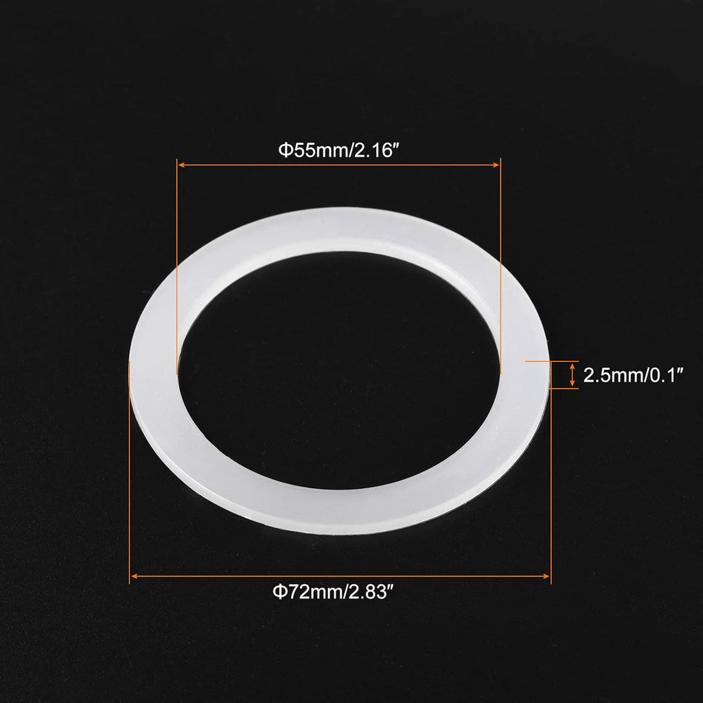 MECCANIXITY Gasket Seal Coffee Maker White Silicone Ring Replacement 55x72x2.5mm for 6-Cup Aluminium Coffee Pot, Pack of 5