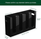 Disposable Coffee Cup Dispenser with Handles, Countertop or Wall Mount Hot/Cold Drink Cup and Lid Holder - Bathroom/Kitchen/Office Acrylic Cup Lid Storage Organizer (4 Compartments, Black)