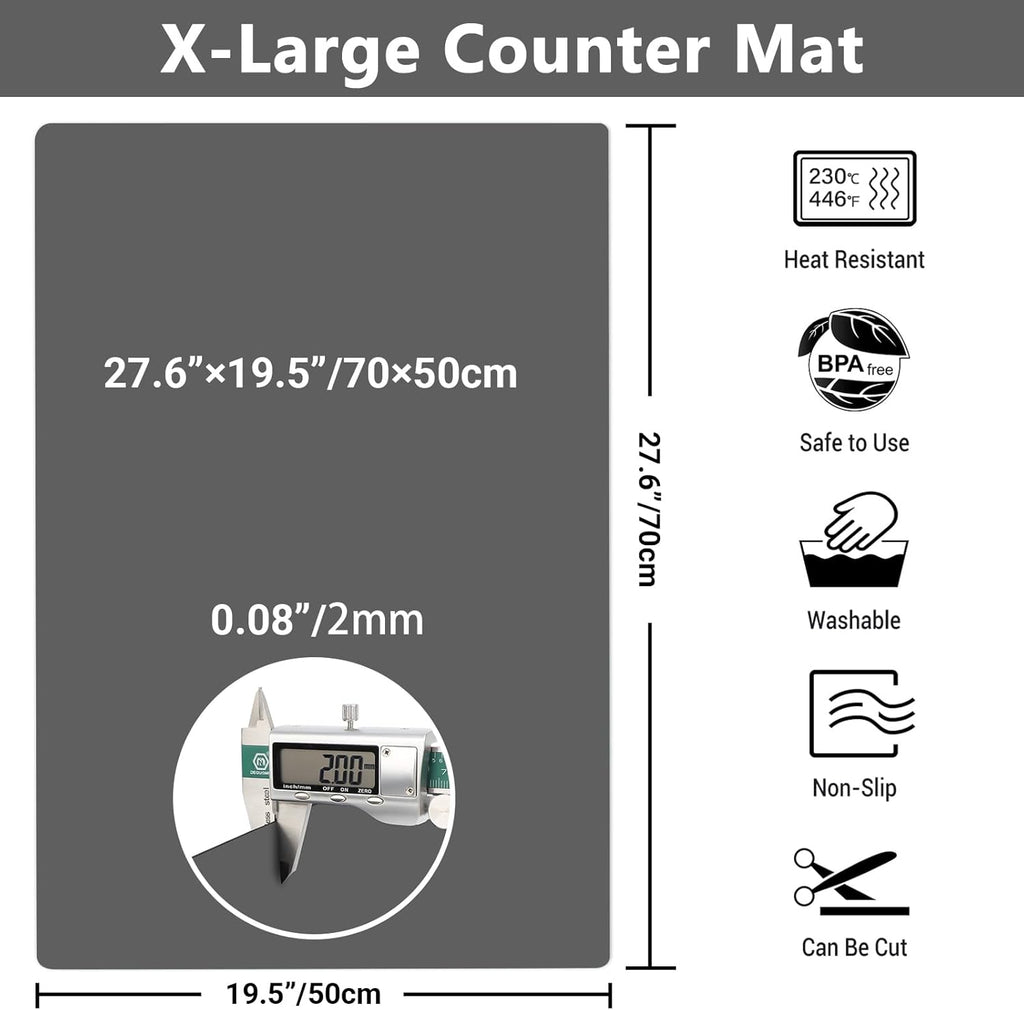 Ewen 27.6x19.5in 2mm Silicone Mats for Kitchen Counter, Thick Heat Resistant Silicone Baking Mat Placemat, Large Glass Top Stove Cover Countertop Protector Pad for Pastry Air Fryer Coffee Maker Art