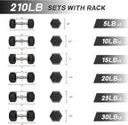 RitFit 5-650 LBS PVC Encased Hex Dumbbell Sets with Optional Rack for Home Gym, Hand weight with Chrome Handle for Strength Training, Workouts