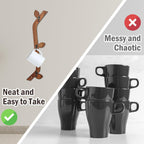 3 Pack Wood Coffee Mug Wall Rack with 9 Hooks Wall Mount Coffee Cup Holder Wooden Espresso Cup Holder Tree Brown Mug Stand Display Wall Mounted Cup Drying Rack for Kitchen Cafe