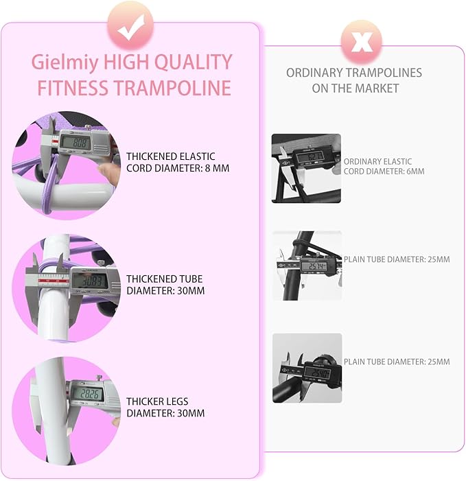 Newan 48'' Fitness Trampoline with Adjustable Handle Bar, Silent Trampoline Bungee Rebounder Jumping Cardio Trainer Workout for Adults - Max Limit 330 lbs