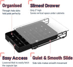 EVERIE 3'' SLIM Crystal Tempered Glass Organizer Drawer Holder Compatible with Nespresso Vertuo Capsules, Compatible with 24 Vertuoline Pods, NP06