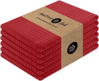 Native Fab Cotton Kitchen Towel with Hanging Loop 16x26 inches, 6-Pack, Waffle Weave Kitchen Towels for Cleaning Drying, Washcloths Soft & Absorbent Cloth Rags, Bar Towel, Dish Cloth, Red