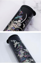 Mother of Pearl Design Stainless Steel Water Bottle 17 oz Leakproof Screw Cap Wide Mouth Double Wall Vacuum Insulated Travel Sport Water Flask Thermo Mug (Orchid Flower)