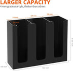 Richboom Acrylic Coffee Cup and Lid Storage Organizer Holder, 3 Compartments, Black