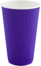 Restaurantware 16 Ounce Ripple Wall Disposable Coffee Cups, 500 Insulated Royal Purple Paper Tumblers with Rolled Rim Design, Lids Sold Separately for Hot Drinks like Tea and More