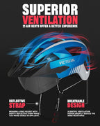 VICTGOAL Bike Helmet for Men Women with Led Light Detachable Magnetic Goggles Removable Sun Visor Mountain & Road Bicycle Helmets Adjustable Size Adult Cycling Helmets