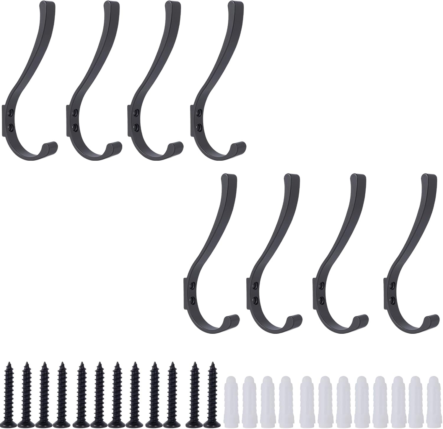 8 Pack Hanging Coat Hooks Wall Mount, Coat Hanger Wall Hangers, Metal Hooks for Hanging Heavy Duty, Screw in Hooks for Hanging Towels, Clothes, Backpack, Hat, Bag, Jacket, Key, Robe, Backpack Grey