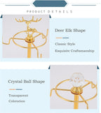 Coffee Mug Tree Holder for Counter,Double Tier Mug TeaCup Metal Holders Countertop,Coffee Mug Tea Cup Stand Rack for Counter Top 6 Hooks(Gold,Elk Deer)