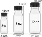 10 Pcs 8 oz Plastic Juice Bottle Reusable Transparent Bulk Beverage Containers with Black Lids for Juice, Drinking Milkshake Tea, Milk, Juicing Smoothie Water and Other Beverages, Fridge Storage