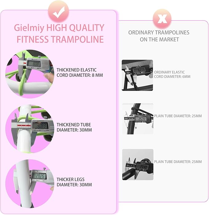 Newan 48'' Fitness Trampoline with Adjustable Handle Bar, Silent Trampoline Bungee Rebounder Jumping Cardio Trainer Workout for Adults - Max Limit 330 lbs